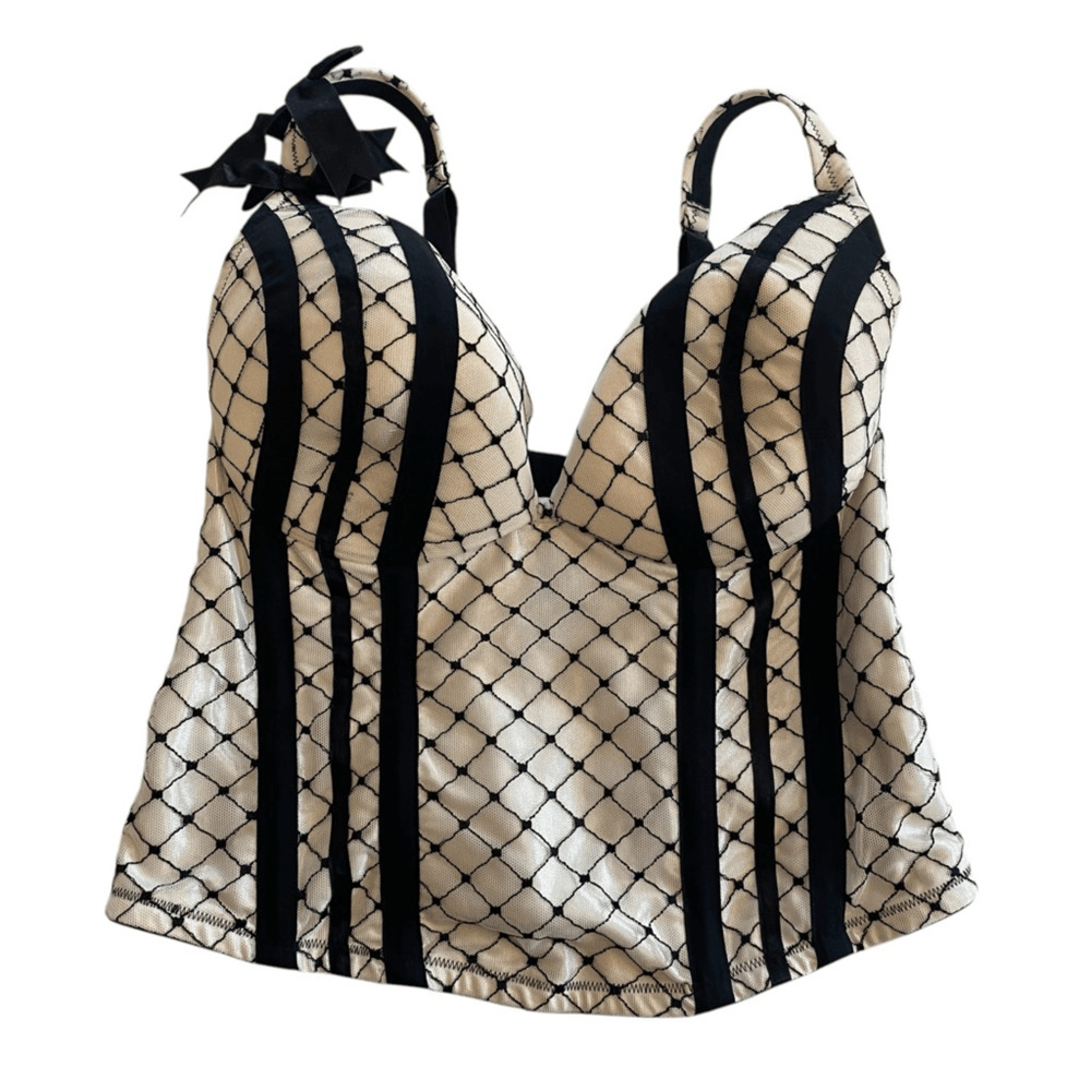 Cacique Intimates Lingerie Black and White Corset Top Womens Plus Size 14/16